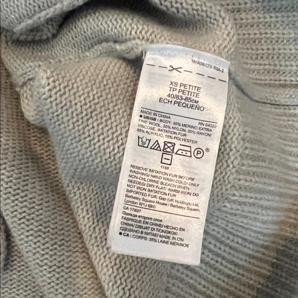 Banana Republic Gray Women's Cardigan XSP Merino Fine Wool Blend - Picture 6 of 6